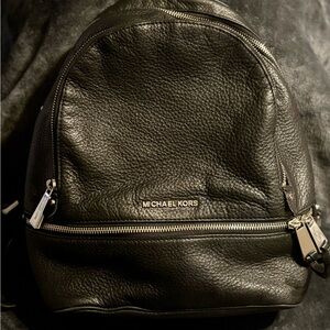SOLD Michael Kors Black Leather Backpack